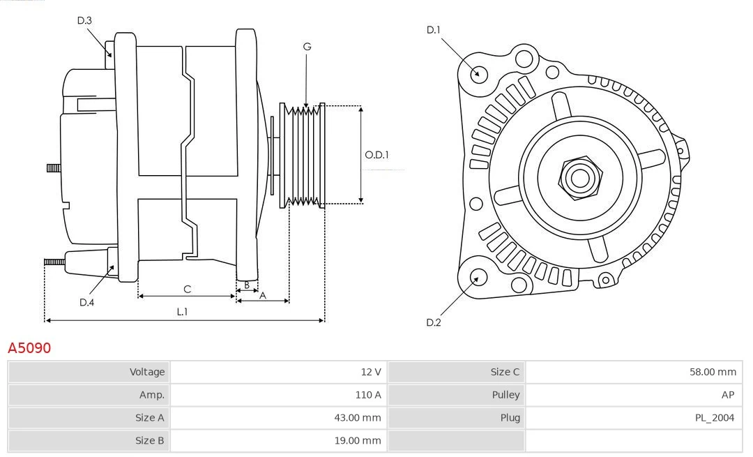 AS-PL A5090 Alternator