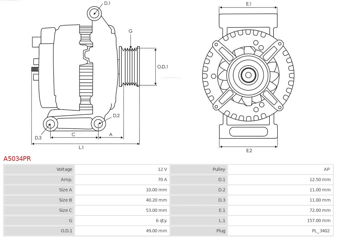 Generator Wiederaufbereitet AS-PL A5034PR