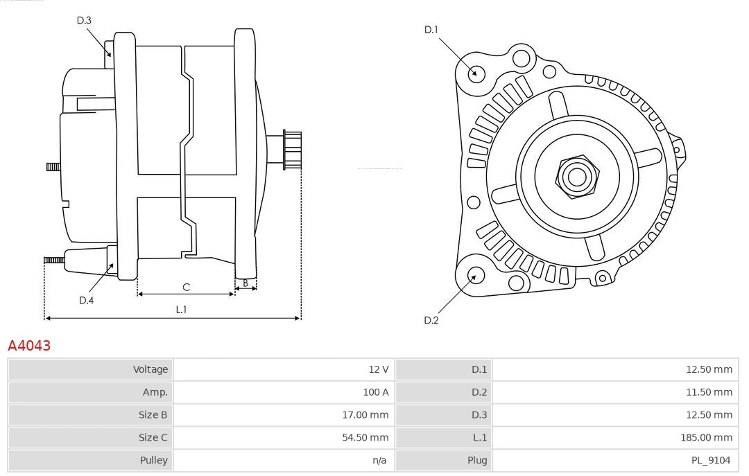 Alternator Brand new AS-PL A4043