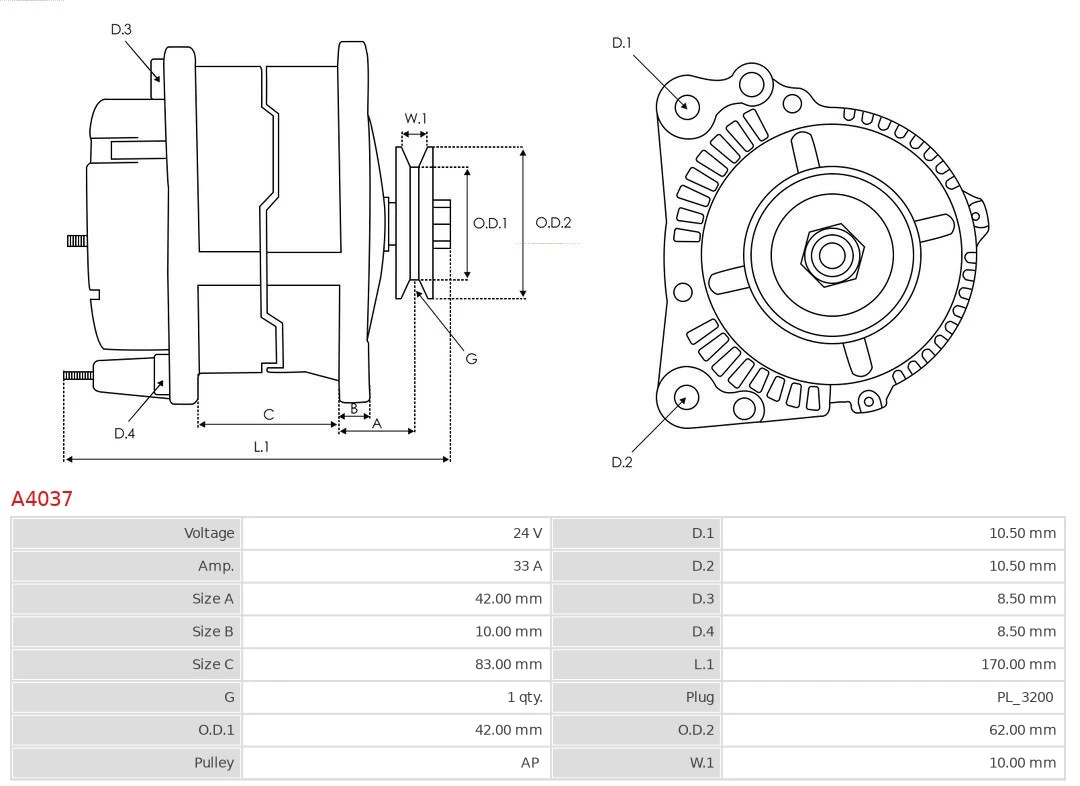 AS-PL A4037 Alternator