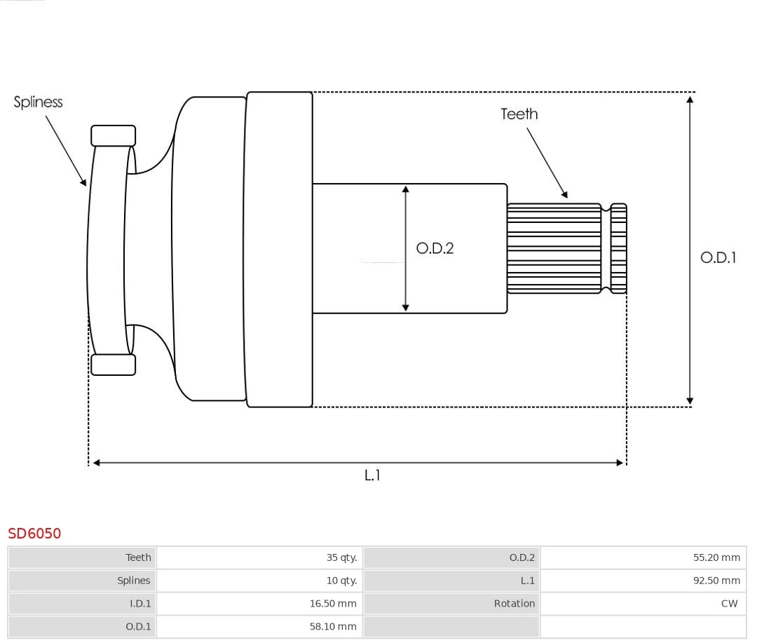 Pinion, starter Brand new AS-PL SD6050