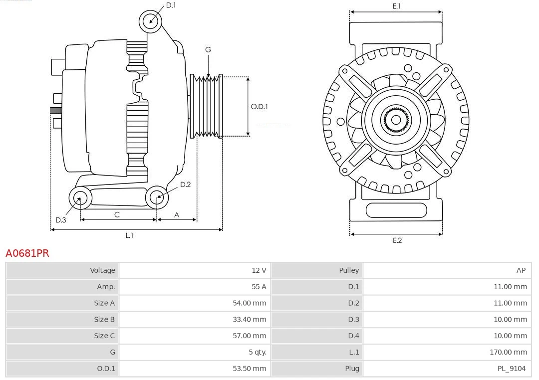 Alternator Remanufactured AS-PL A0681PR