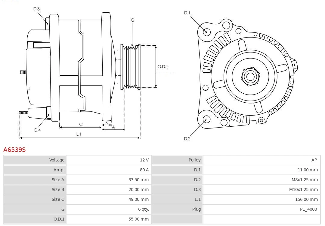 AS-PL A6539S Alternator