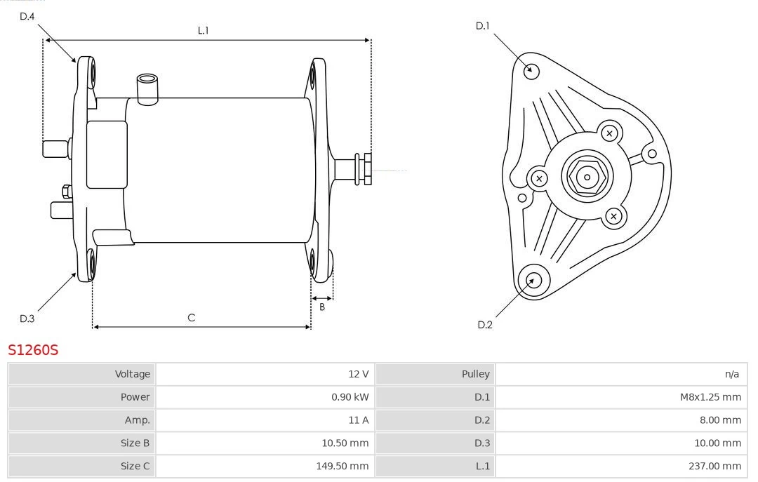 AS-PL S1260S Alternator, starter