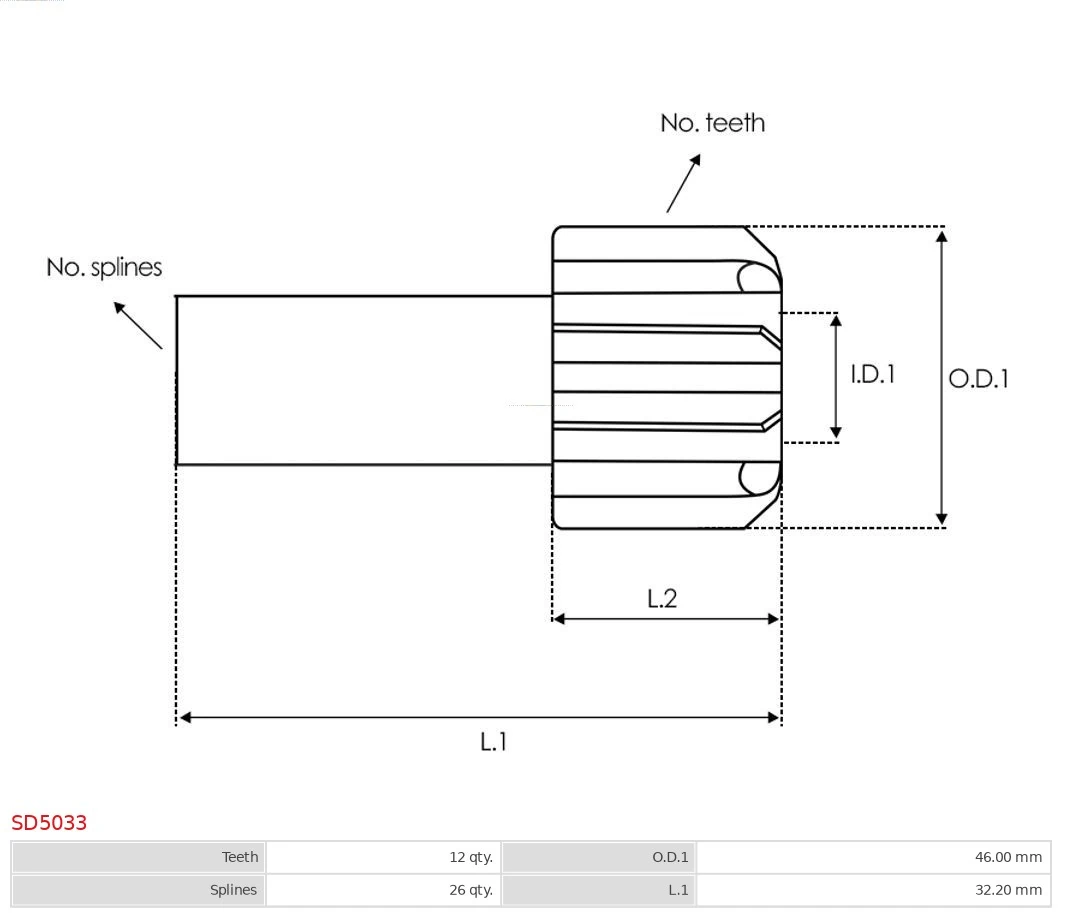 AS-PL SD5033 Freewheel Gear, starter