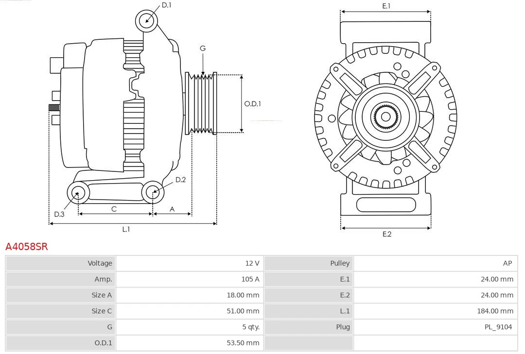 AS-PL A4058SR Alternator
