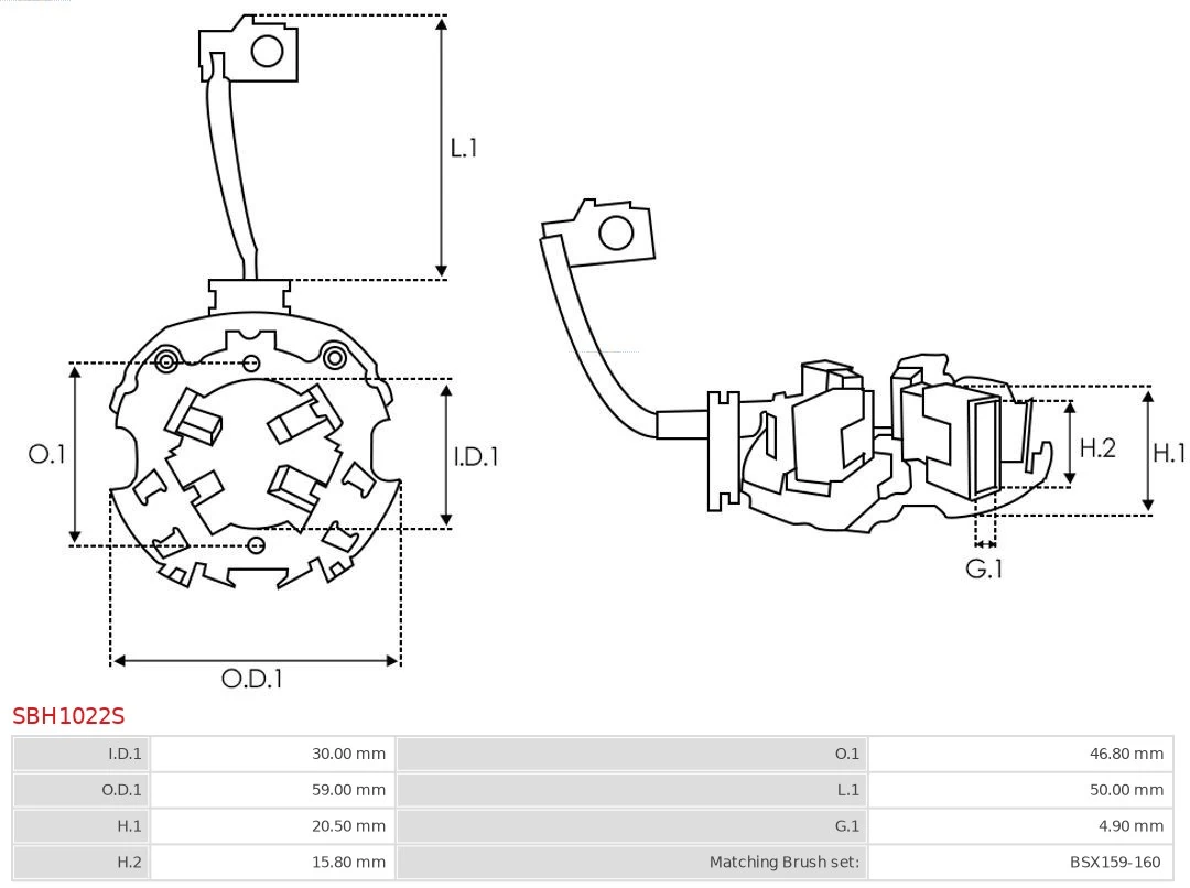 AS-PL SBH1022S Holder, carbon brushes