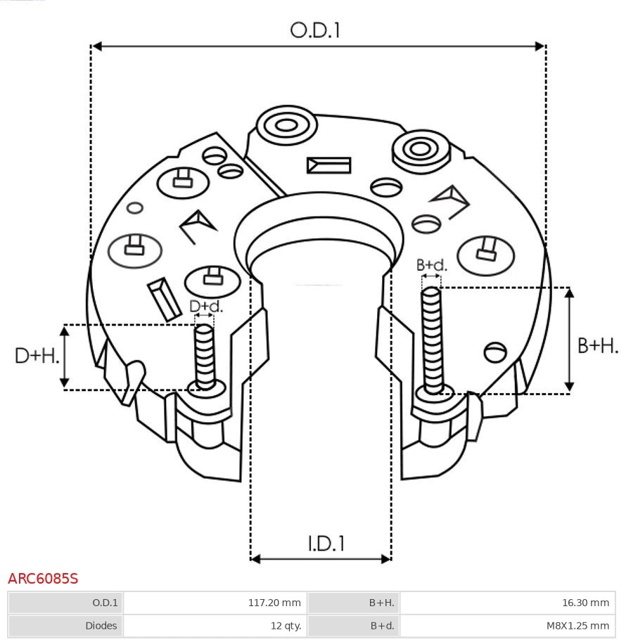 Rectifier, alternator Brand new AS-PL ARC6085S