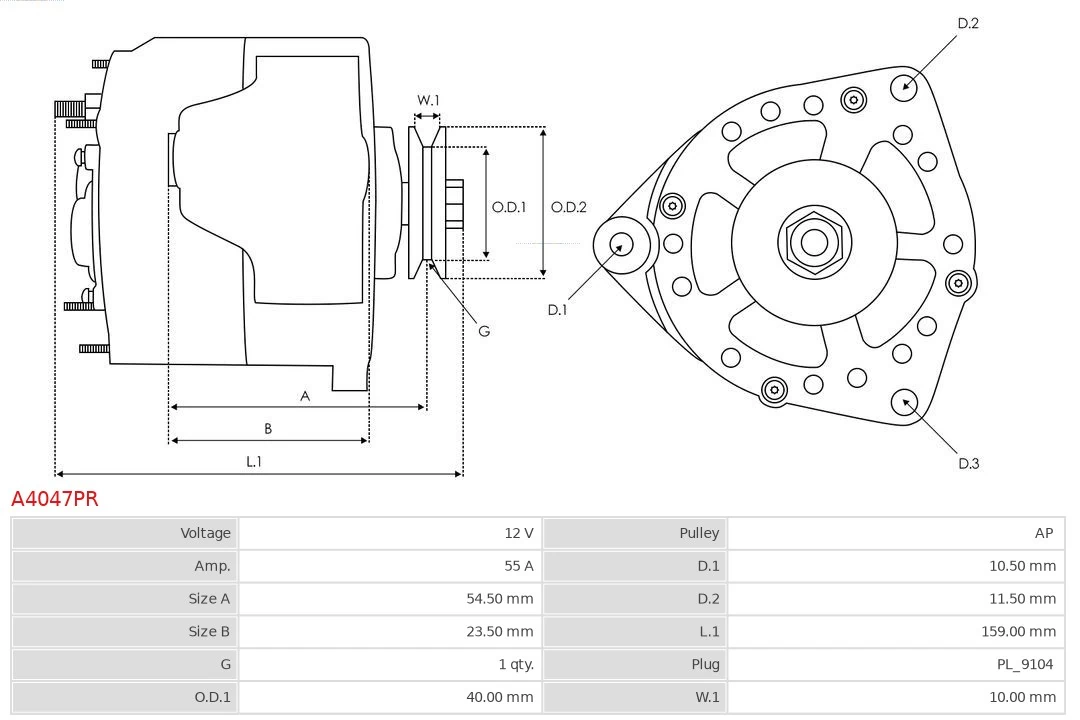 Generator Wiederaufbereitet AS-PL A4047PR