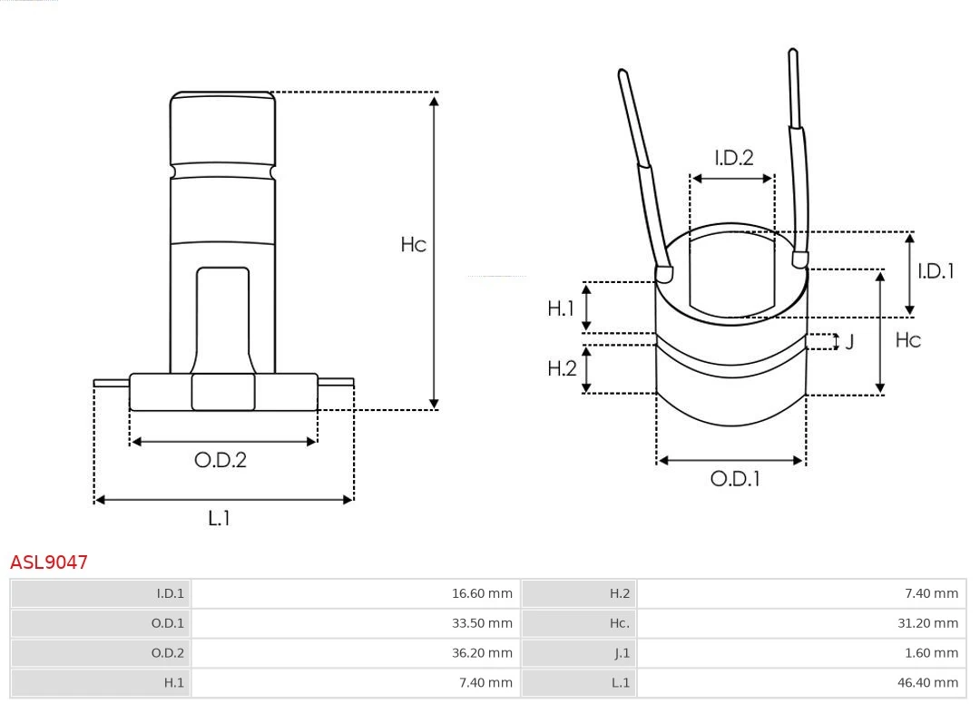 Slip Ring, alternator Brand new AS-PL ASL9047