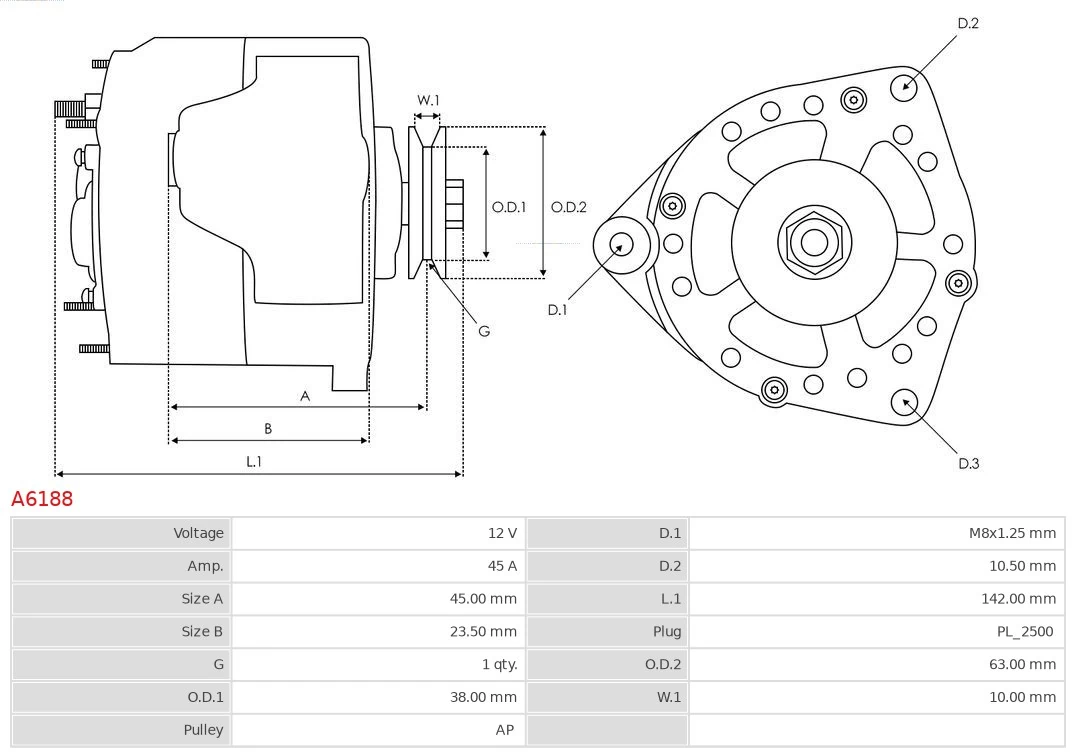 Alternator Brand new AS-PL A6188