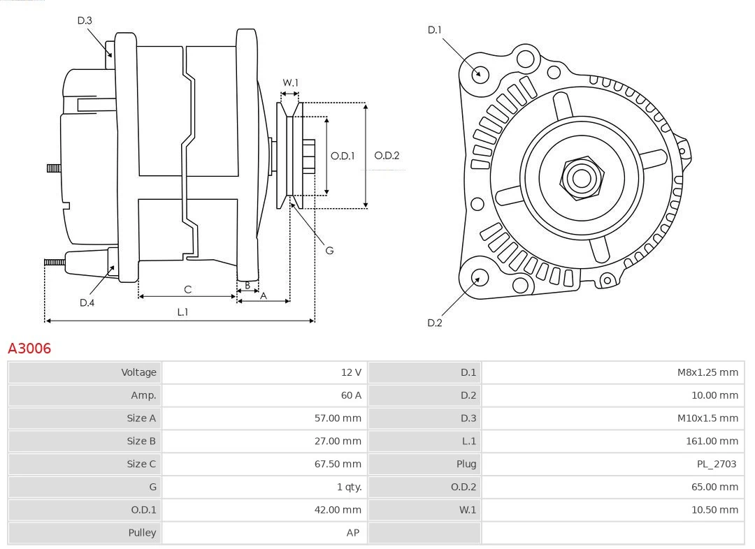 AS-PL A3006 Alternator