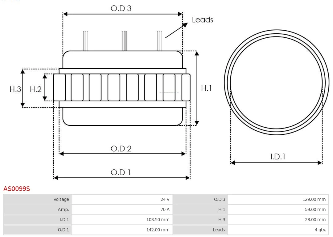 AS-PL AS0099S Stator, alternator