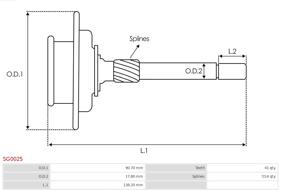 AS-PL SG0025 Ring Gear, planetary gearbox (starter)