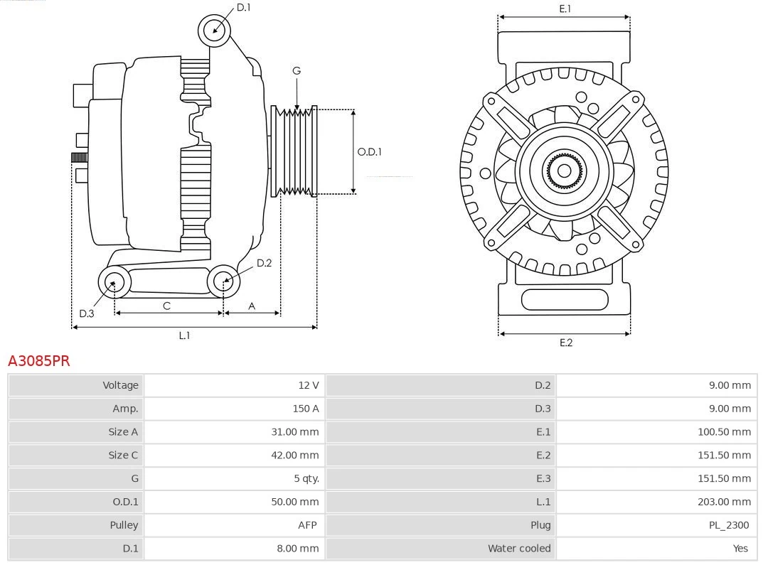 Alternator Remanufactured AS-PL A3085PR