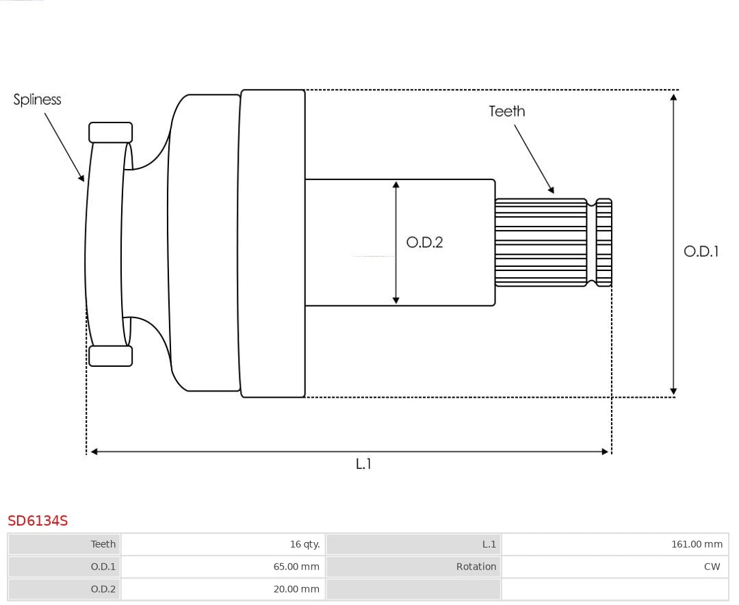 AS-PL SD6134S Pinion, starter