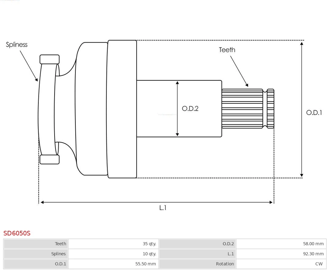 AS-PL SD6050S Pinion, starter