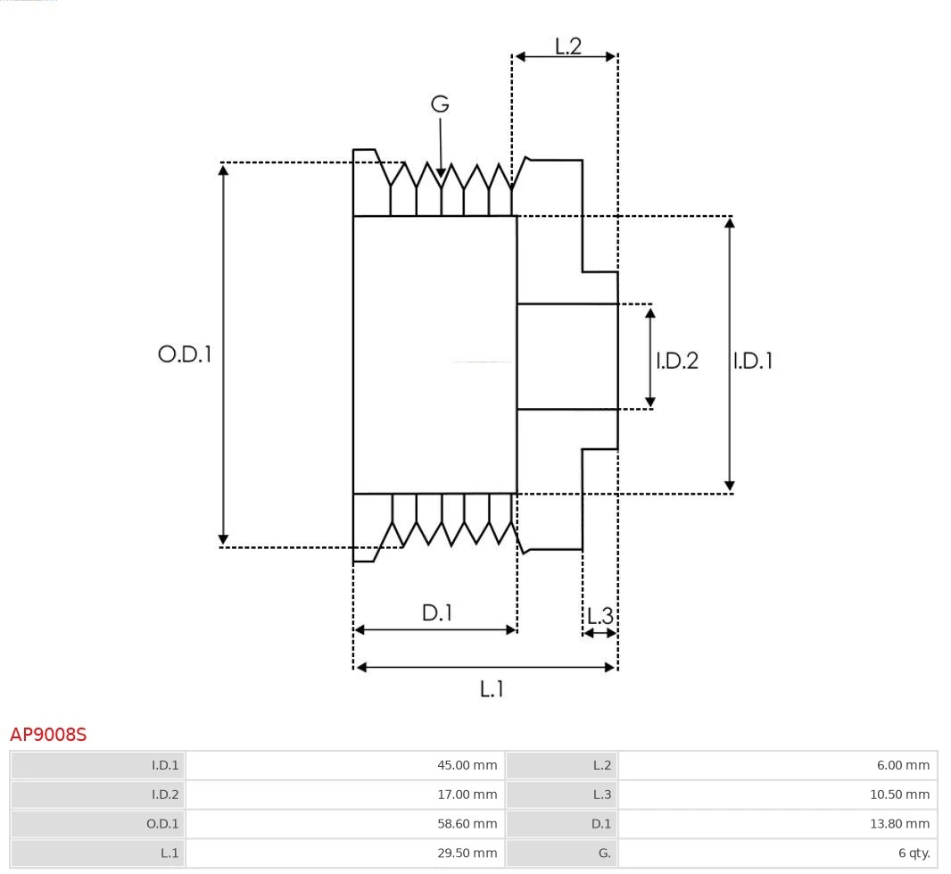 Riemenscheibe, Generator Brandneu AS-PL AP9008S