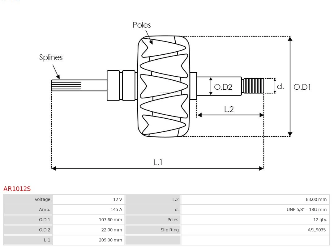 AS-PL AR1012S Rotor, alternator