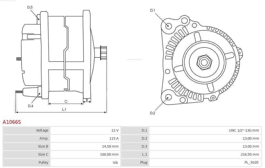 AS-PL A1066S Alternator