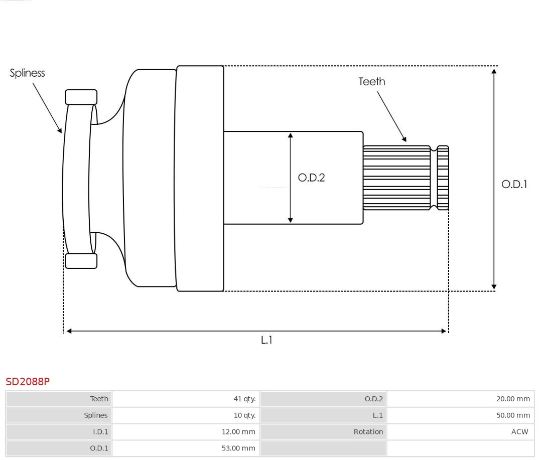 AS-PL SD2088P Pinion, starter