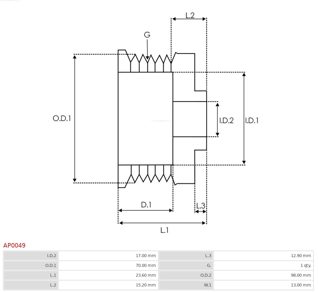 AS-PL AP0049 Belt Pulley, alternator