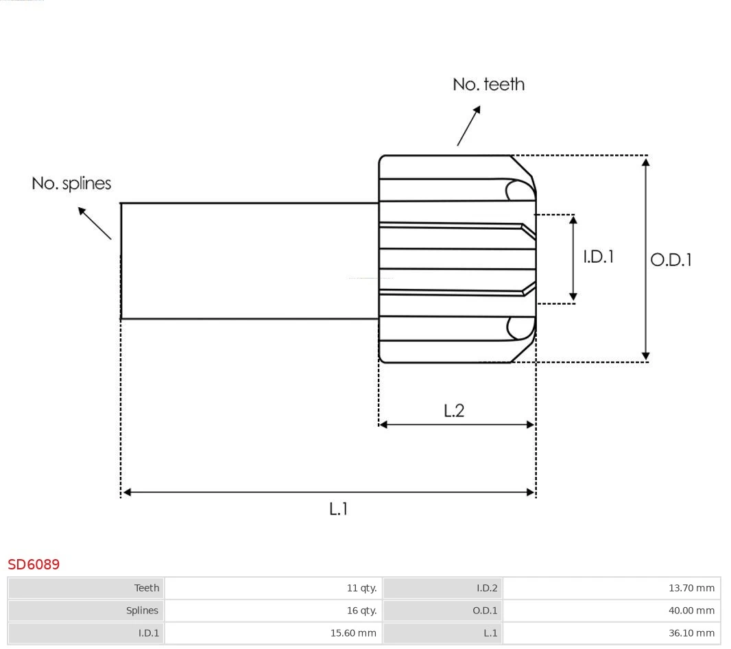 Freewheel Gear, starter Brand new AS-PL SD6089