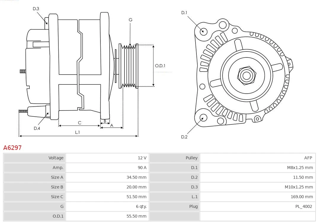 AS-PL A6297 Alternator