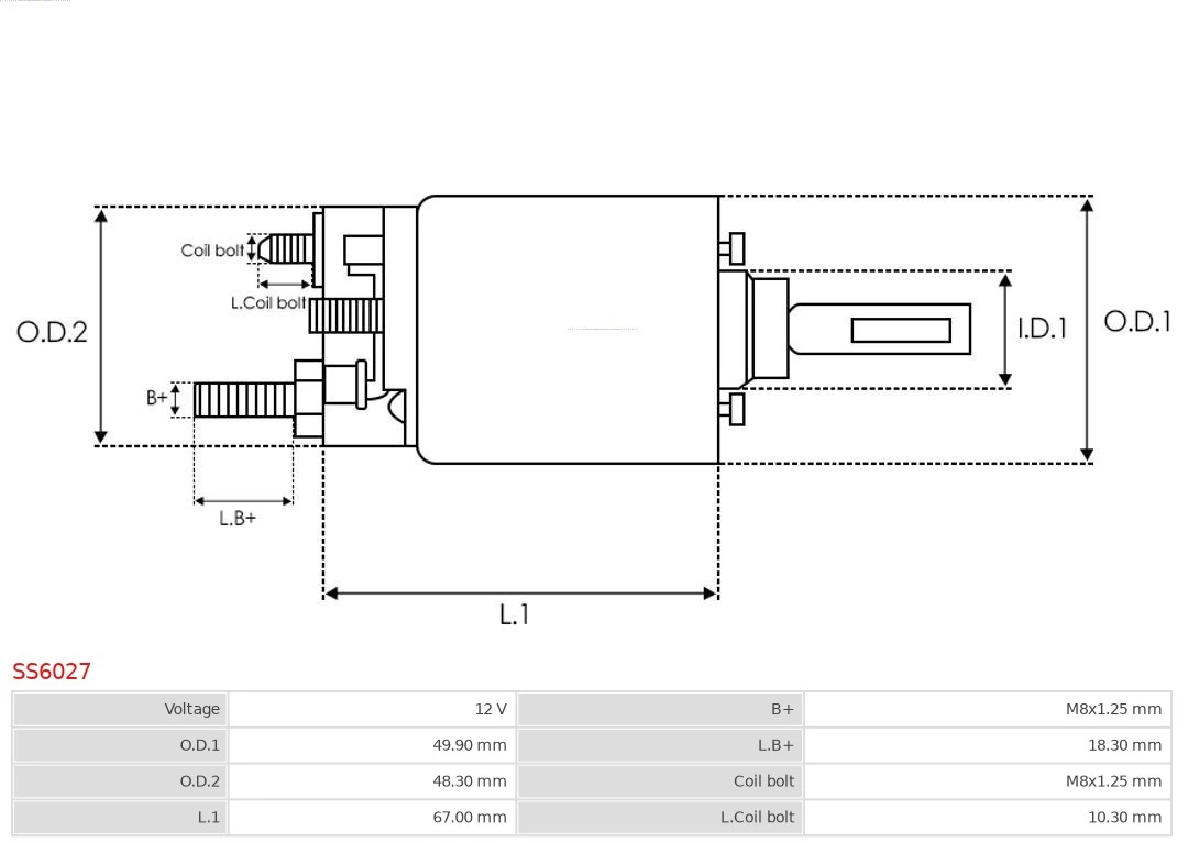 Solenoid Switch, starter Brand new AS-PL SS6027