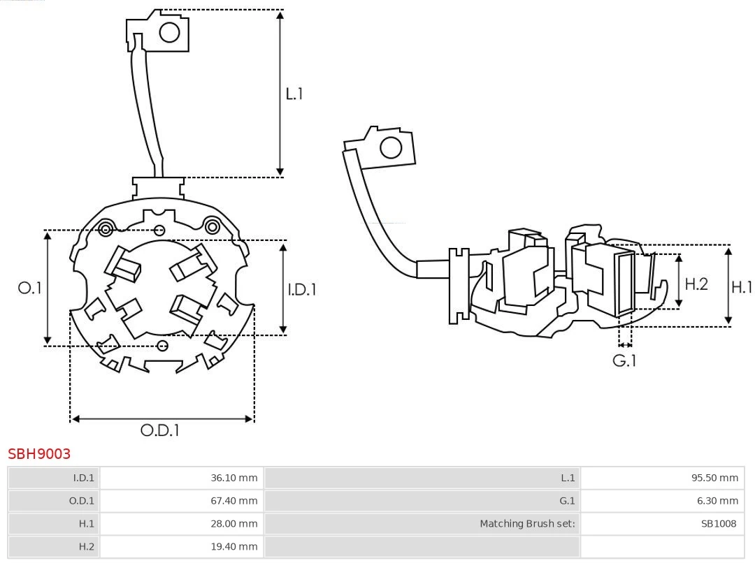 AS-PL SBH9003 Holder, carbon brushes