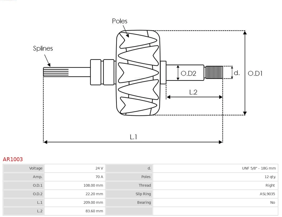 AS-PL AR1003 Rotor, alternator