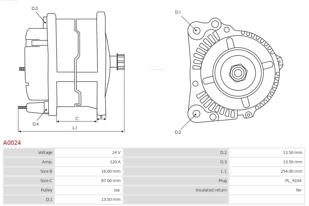 AS-PL A0024 Alternator