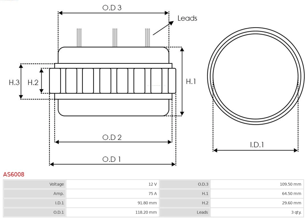 AS-PL AS6008 Stator, alternator