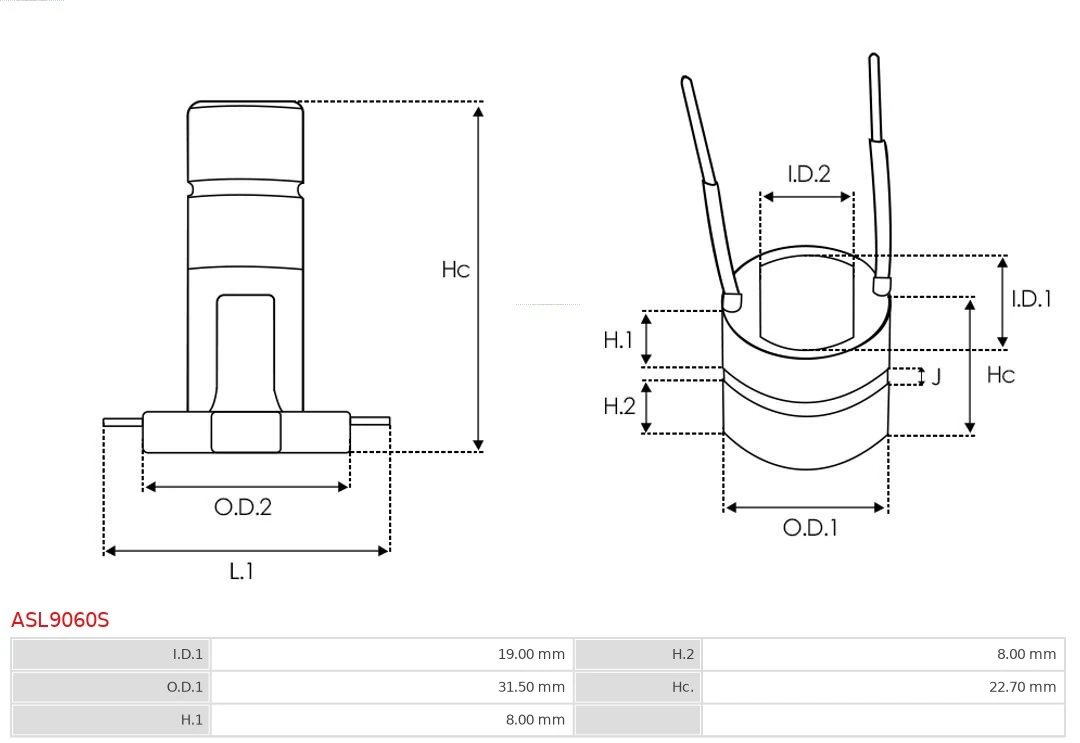 Slip Ring, alternator Brand new AS-PL ASL9060S