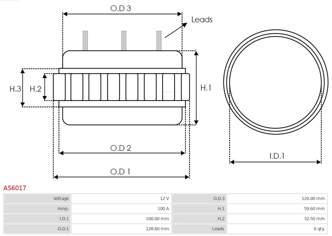 AS-PL AS6017 Stator, alternator