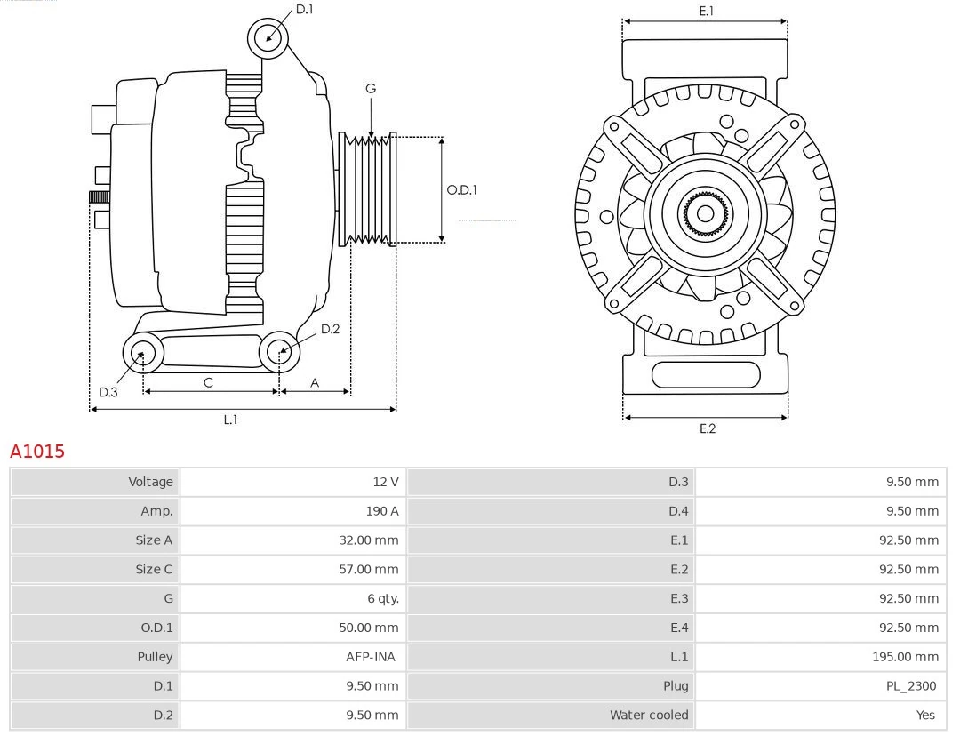 AS-PL A1015 Alternator