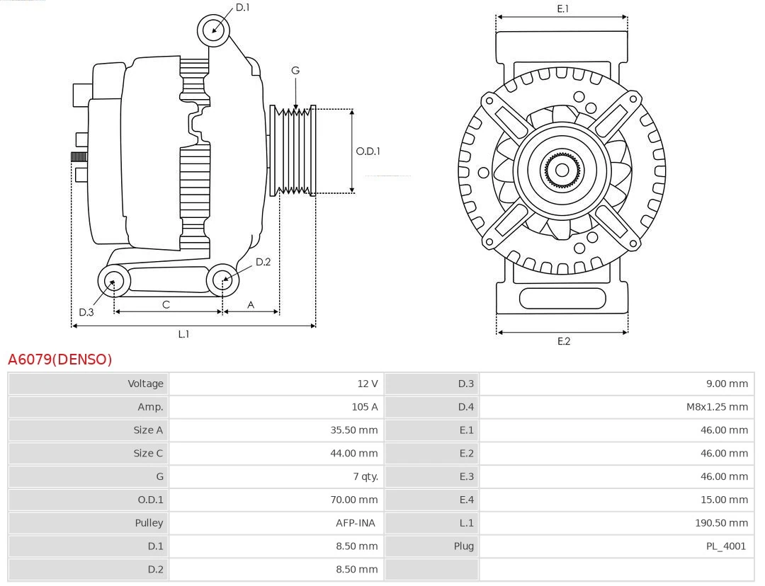 Alternator Brand new Denso A6079(DENSO)