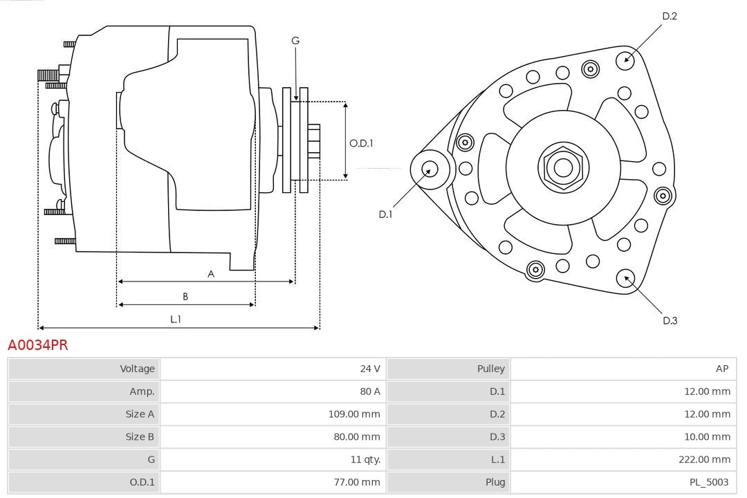 Alternator Remanufactured AS-PL A0034PR