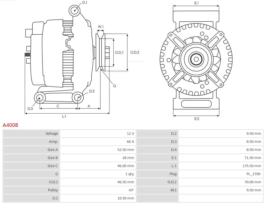 AS-PL A4008 Alternator