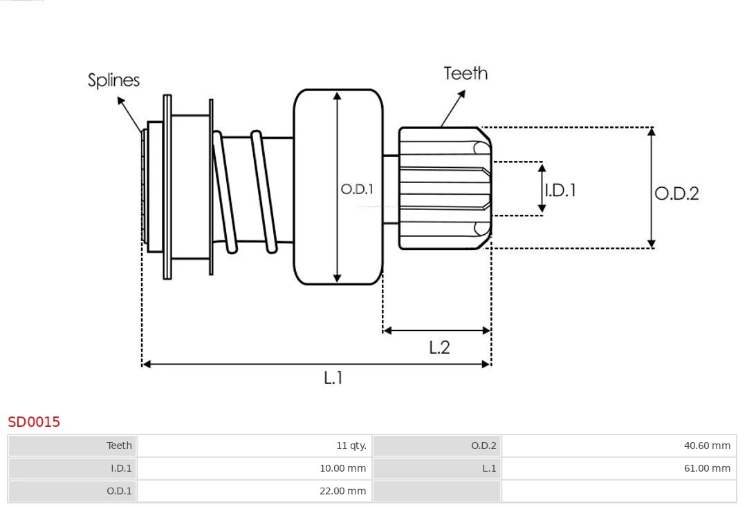 Freewheel Gear, starter Brand new AS-PL SD0015