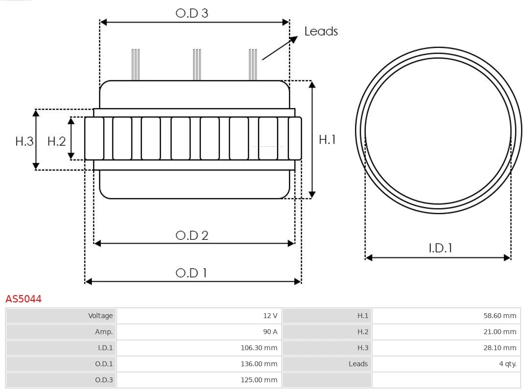 AS-PL AS5044 Stator, alternator