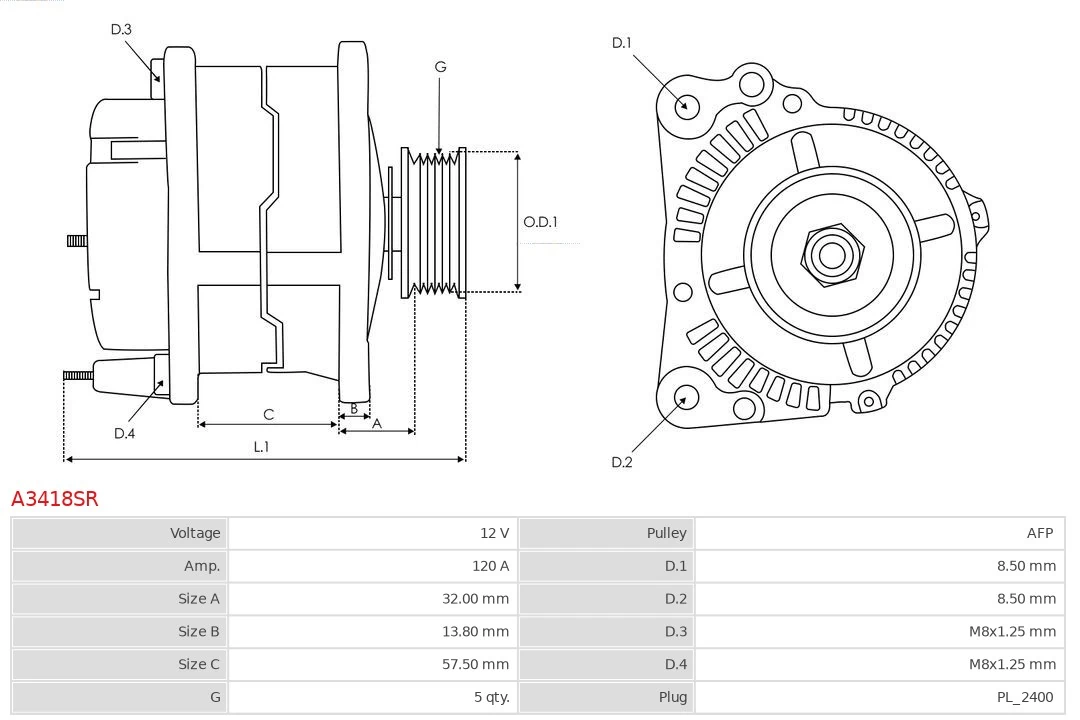 AS-PL A3418SR Alternator