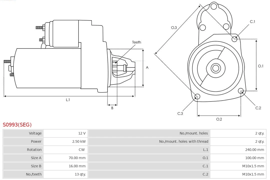 starter Brand new SEG Automotive S0993(SEG)