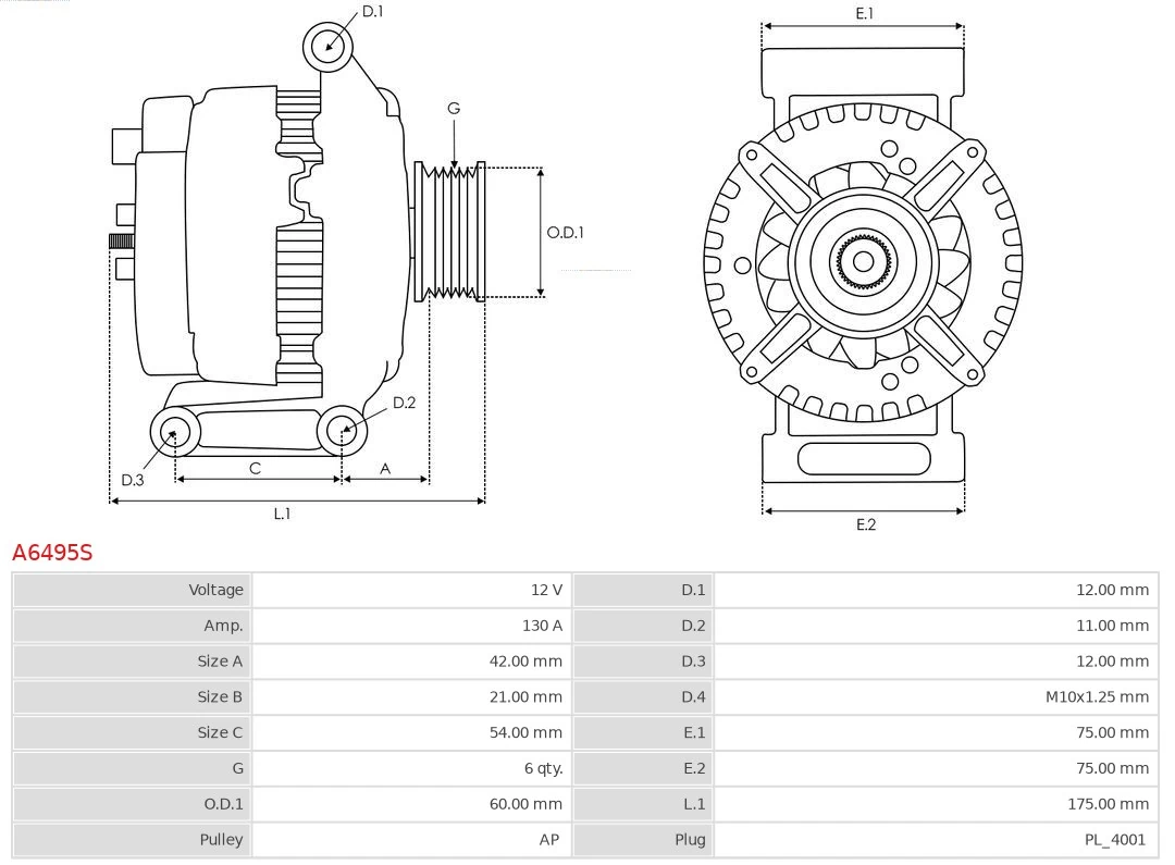 AS-PL A6495S Alternator