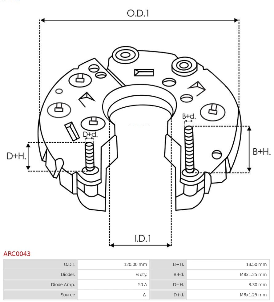 Rectifier, alternator Brand new AS-PL ARC0043