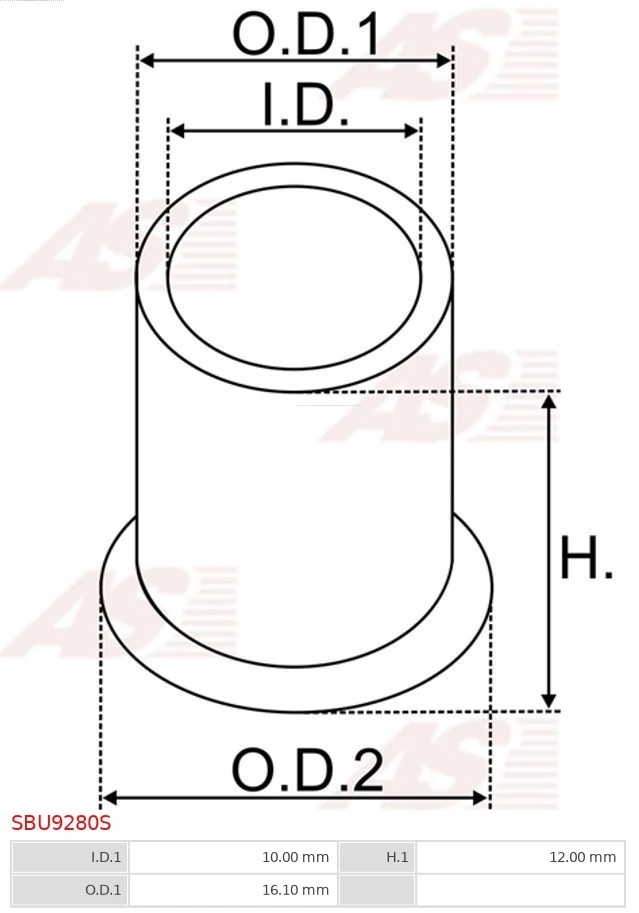 AS-PL SBU9280S Bush, starter shaft