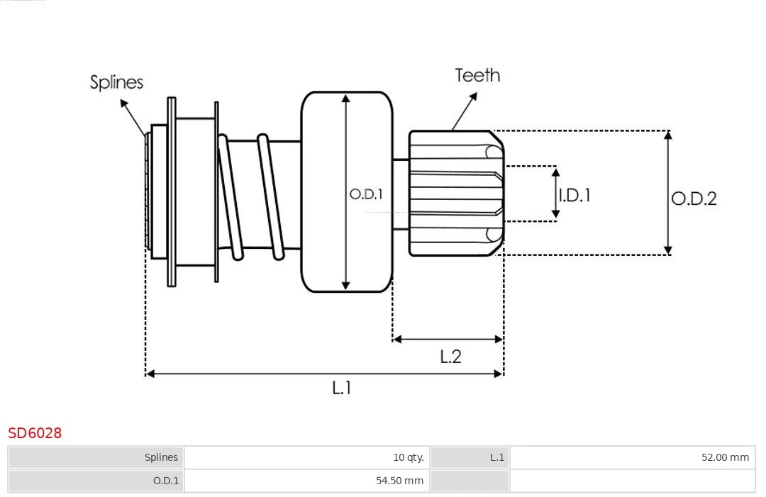 Freewheel Gear, starter Brand new AS-PL SD6028