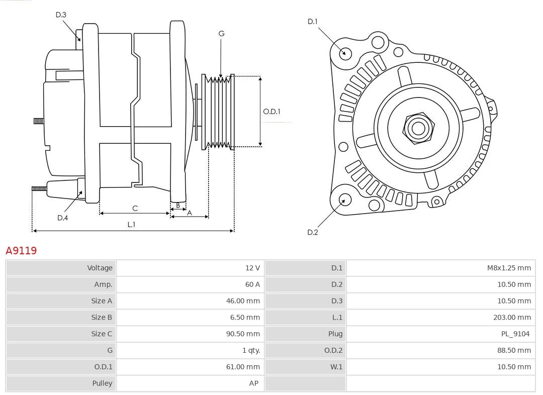 AS-PL A9119 Alternator