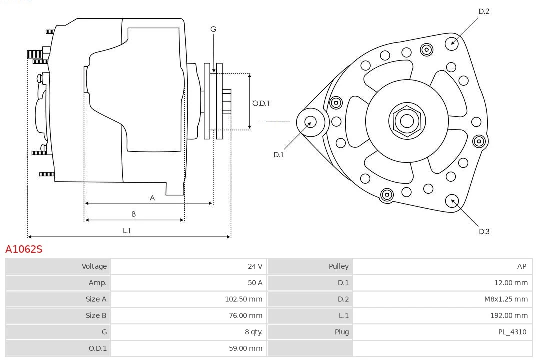 AS-PL A1062S Alternator