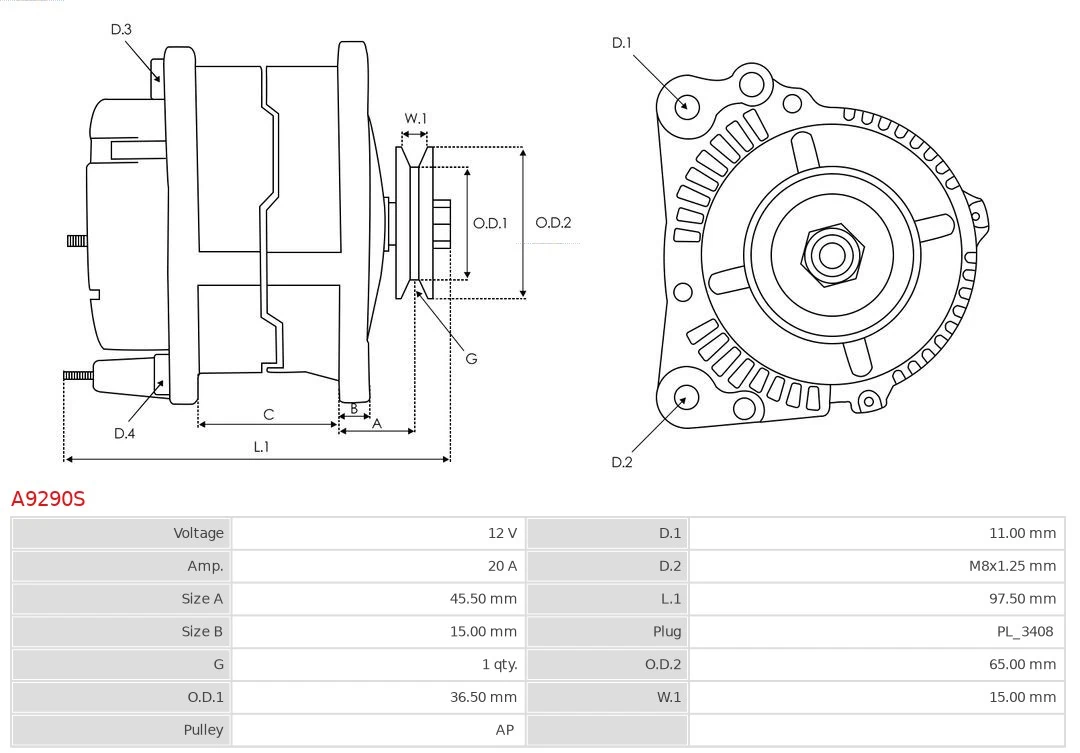 AS-PL A9290S Alternator